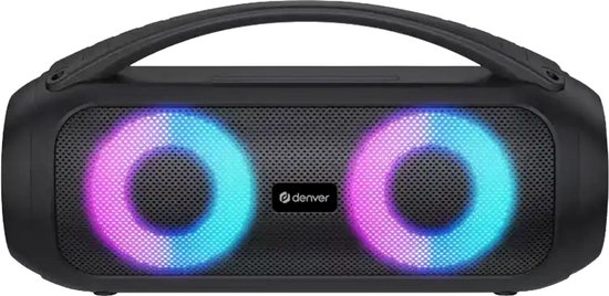 Bluetooth speaker Denver BTG618 draadloos 2x20W LED-lichteffecten draagbaar AUX USB MicroSD IPX4