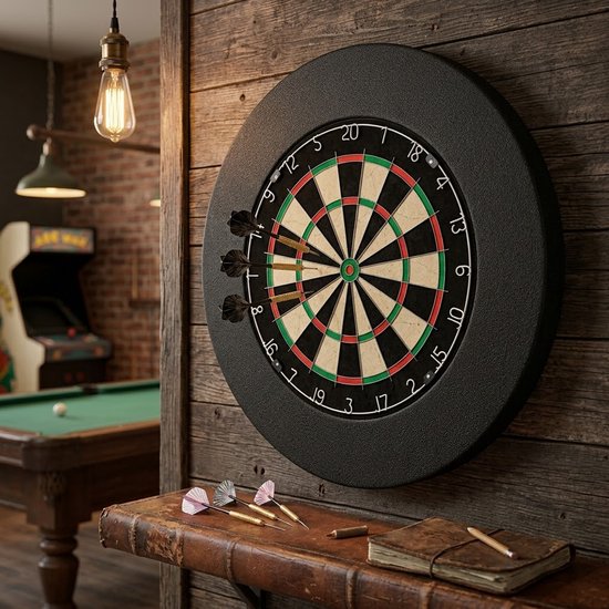 Zwarte dartbord surroundring - dartbord bescherming ring voor muur en wand - schuim dartbord beschermring voor standaard dartborden - dartbord accessoire voor heren en dames - dartbord surround van Merkloos — afbeelding 2