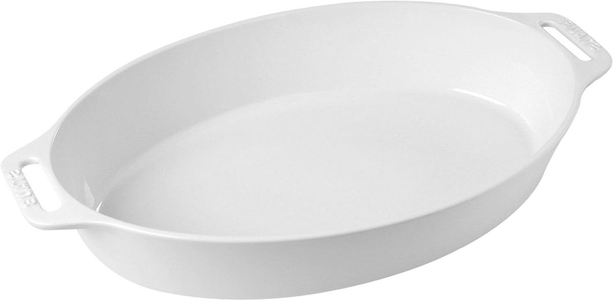 Ovenschaal Keramiek - Ovale Schaalt - Koken en Serveren - Met Deksel - 23 cm - Wit