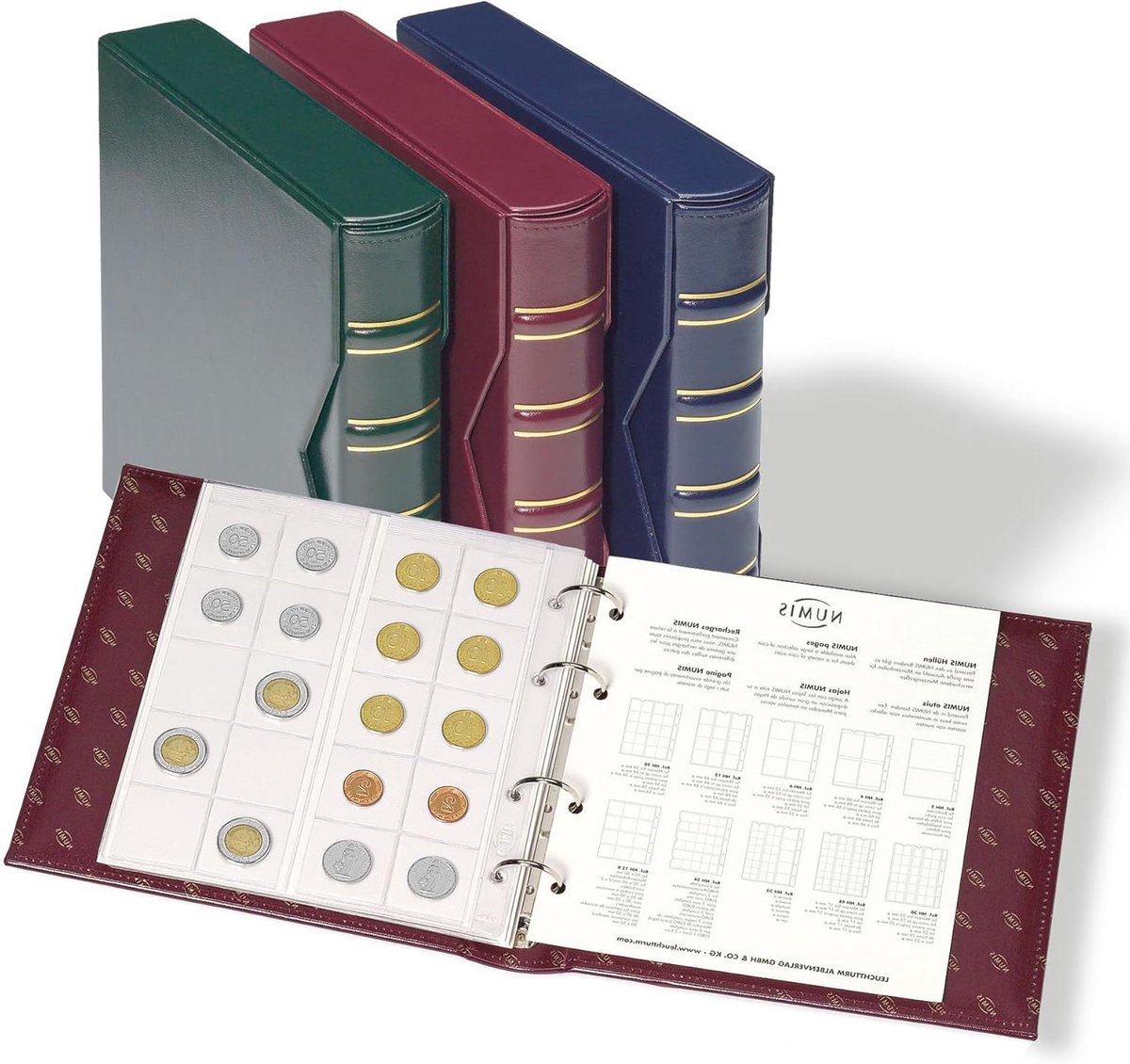 Verzamelalbum met ringen - Klassiek design album - Munten bewaren - Uitbreidbaar tot 15 vellen