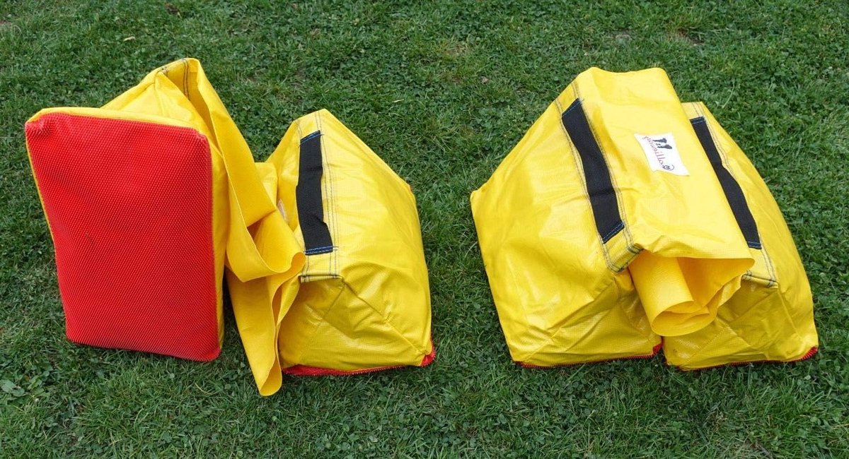 Honden Behendigheid Tunnel Zandzakken - Honden Trainingszakken - Honden Training - Rubberen Noppen Stoppermat - 2 stuks - Geel-Blauw