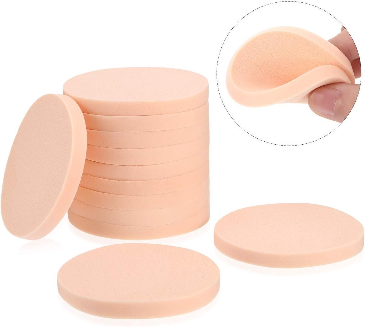Set van 12 Gezichtsverf Sponsen - Make-up Sponsen voor Volwassenen, Unisex, Ronde beige Sponsen voor Creatieve Schilderprojecten