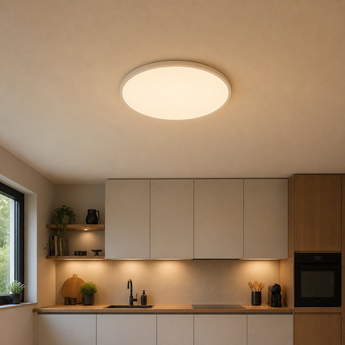 Gusto - LED Plafondlamp - 40W - 4000Lumen - Aanpasbare Kleur CCT - 3000k 4000k 6400k - Opbouw - Rond - Wit - IP44 - 500 mm