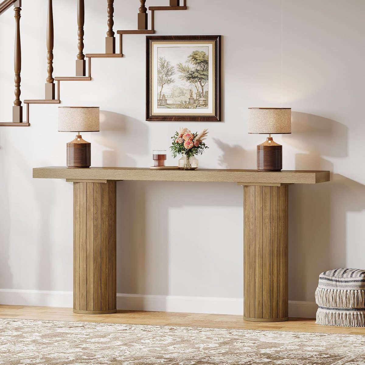 Consoletafel 160 x 30 x 85 cm Extra Lange Farmhouse Haltafel / Banktafel / Entry Table in Houtlook – Dader