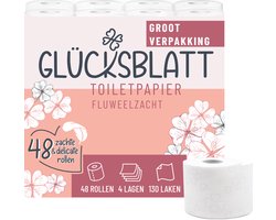 Glücksblatt Velvet Toiletpapier 4-Laags 48 Rollen x 130 Vellen - Fluweelzacht Comfort - 100% Verse…