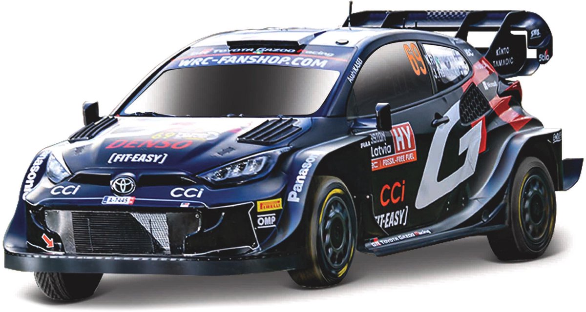 Bburago Toyota Yaris - Modelauto - Schaal 1:43 - Zwart/Wit/Rood