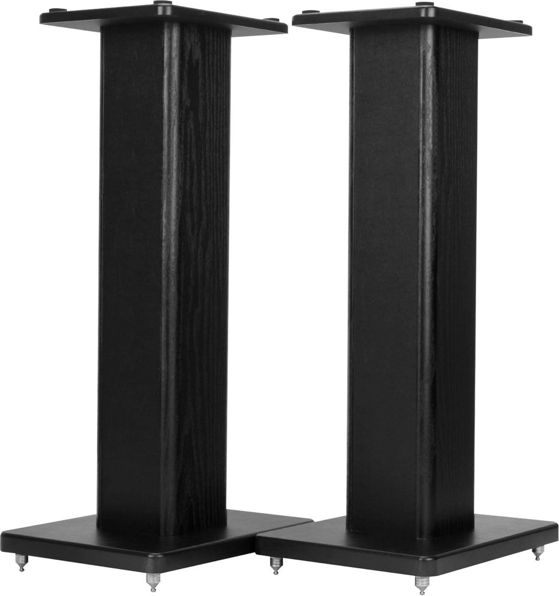 Luidsprekerstandaard Set - Vloerstandaarden - Muziek Luisteren - Zandvulling Anti-Resonantie - 60 cm Hoog - Zwart Houtnerf