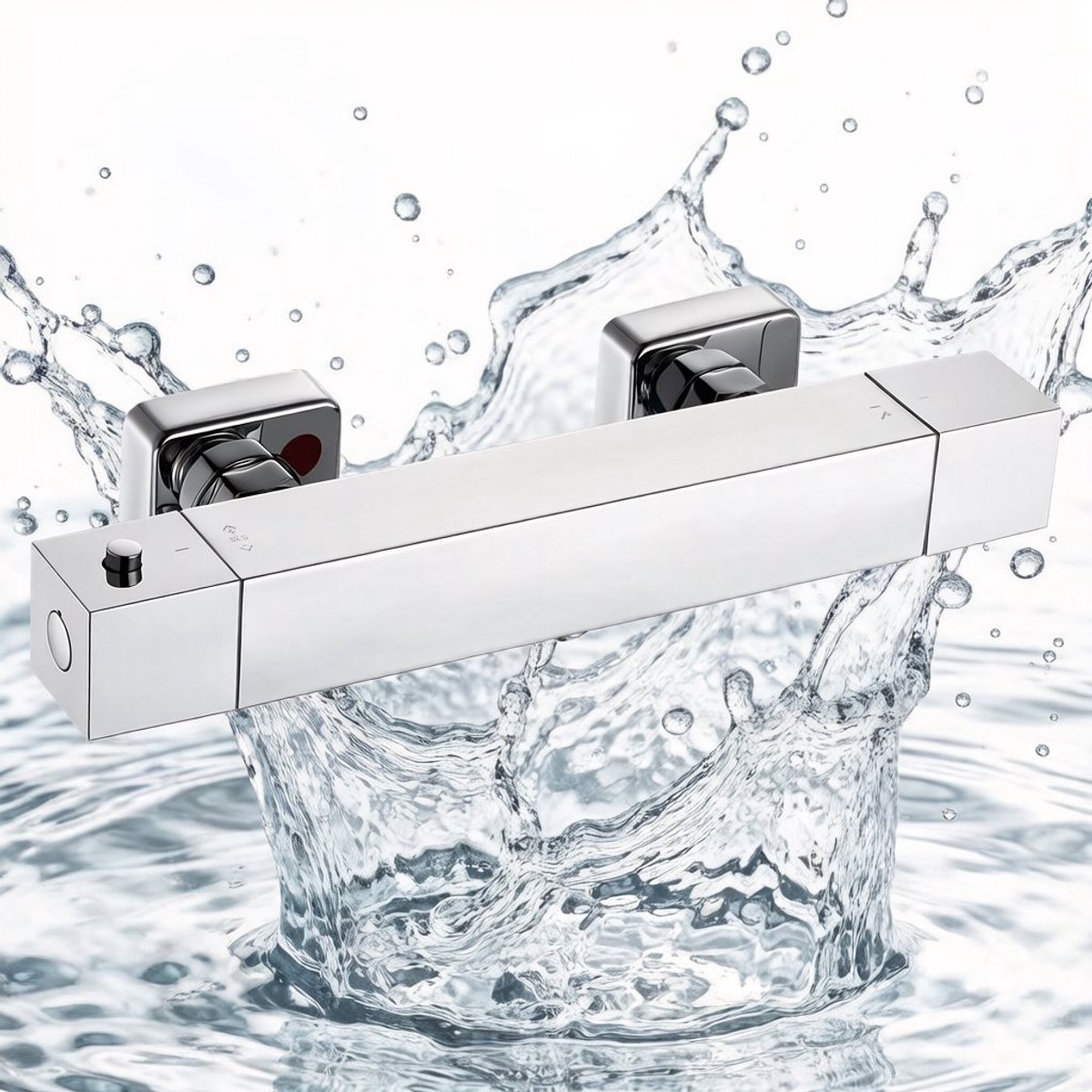 Auralum Max Thermostatische Douchekraan - 15 cm - Waterbesparend - Vierkant Douchemengkraan - Met CoolTouch Technologie - Douchethermostaatkraan - Chroom