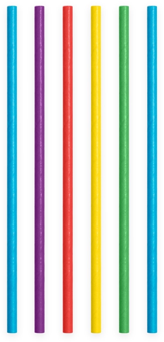 500 Papieren Rietjes Uni Mixed (Gekleurd) - 6mm x 197mm - Bulkverpakking 500 stuks - Grootverbruik - Mix van effen kleuren, klassieke verjaardag & feestversiering