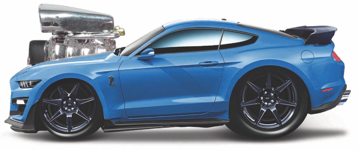 Maisto Ford Mustang - Modelauto - Schaal 1:64 - Blauw/Wit