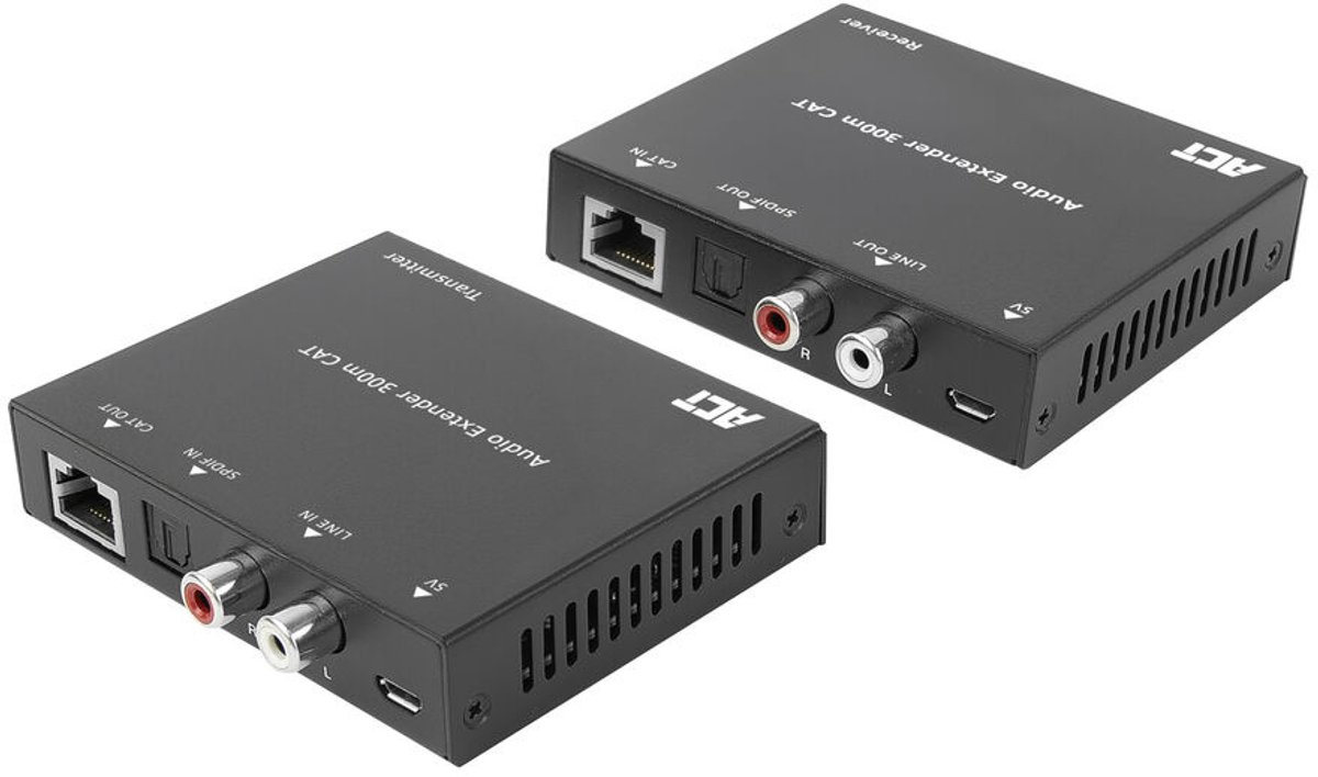 ACT Digitale of analoge audio extender set over CAT5e/6, met DAC, tot 300 meter