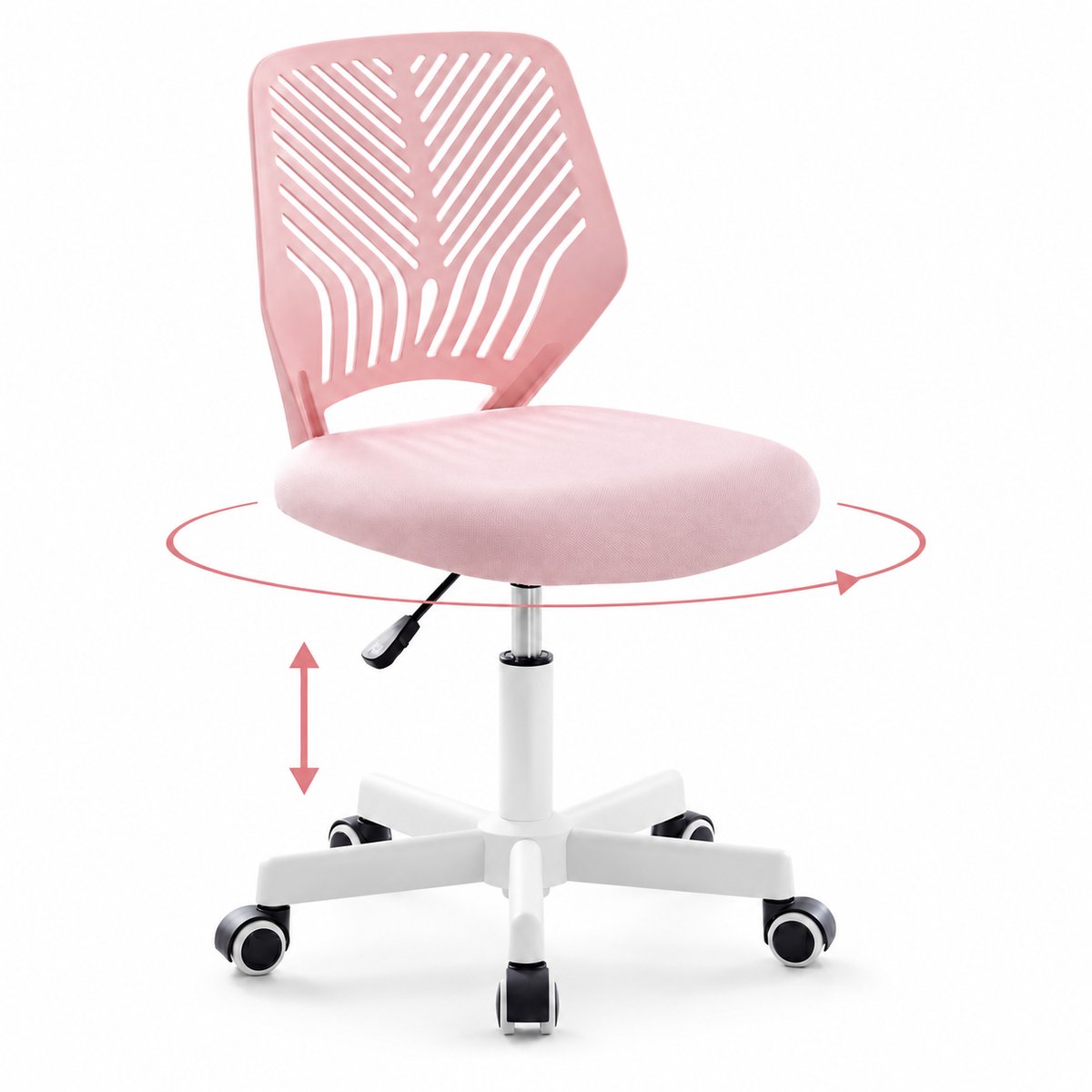 Ergonomische Bureaustoel Roze – Hoogteverstelbaar – Zwenkwielen – Computerstoel – Thuiskantoor / Gaming