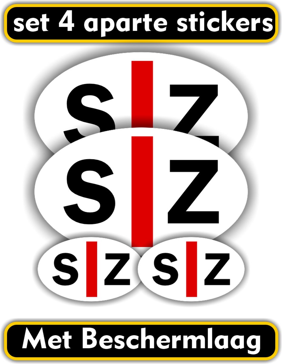 Jerma - SZ Embleem Stickers Slechtziend – 4 st - 2st 10x6 en 2st 5x3 cm - vinyl - zelfklevend - buiten