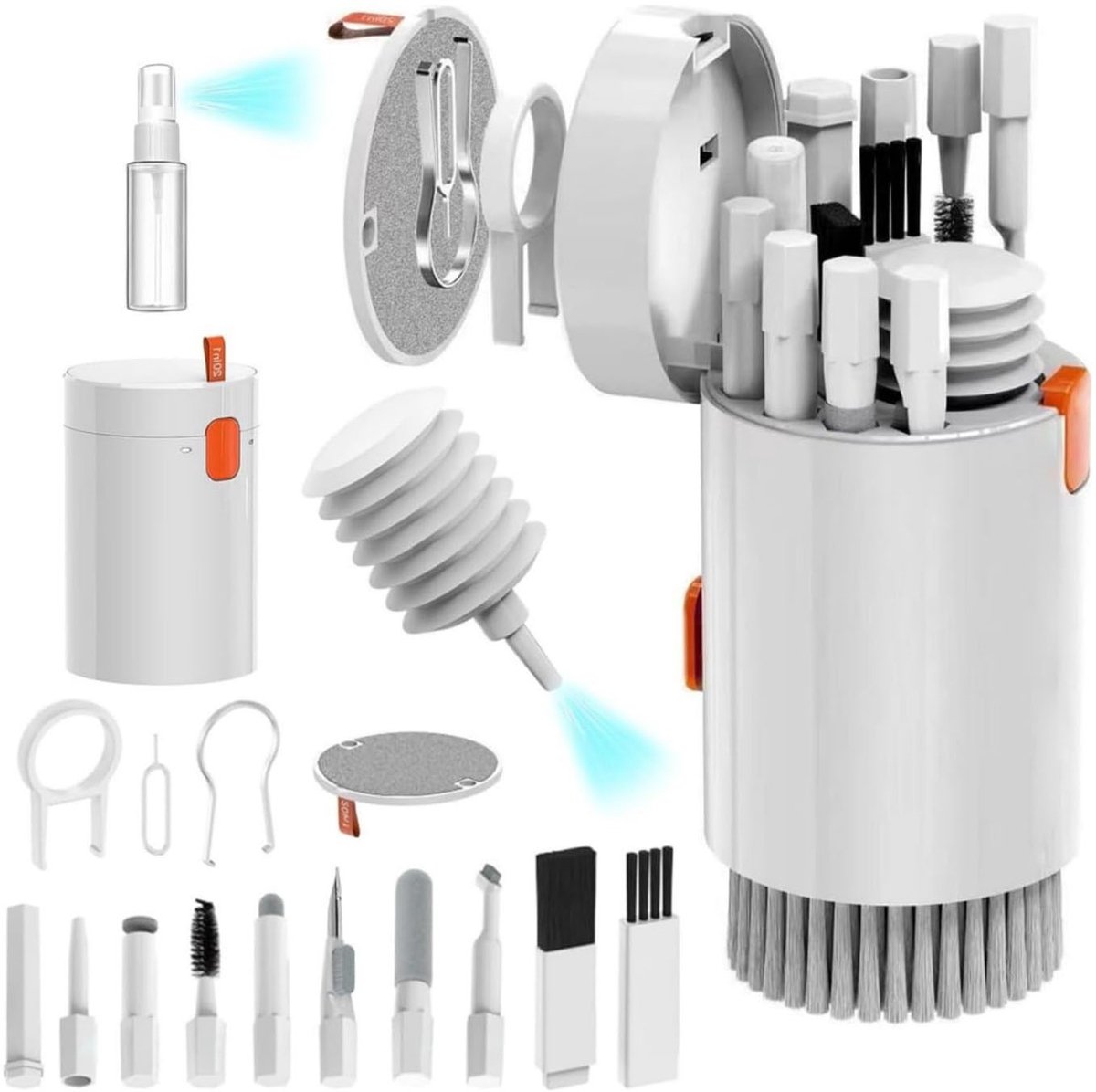Multifunctionele Toetsenbord Reinigingsset - Computer, Scherm, Oortjes en Camera Schoonmaak Kit - Wit (zonder vloeistof)