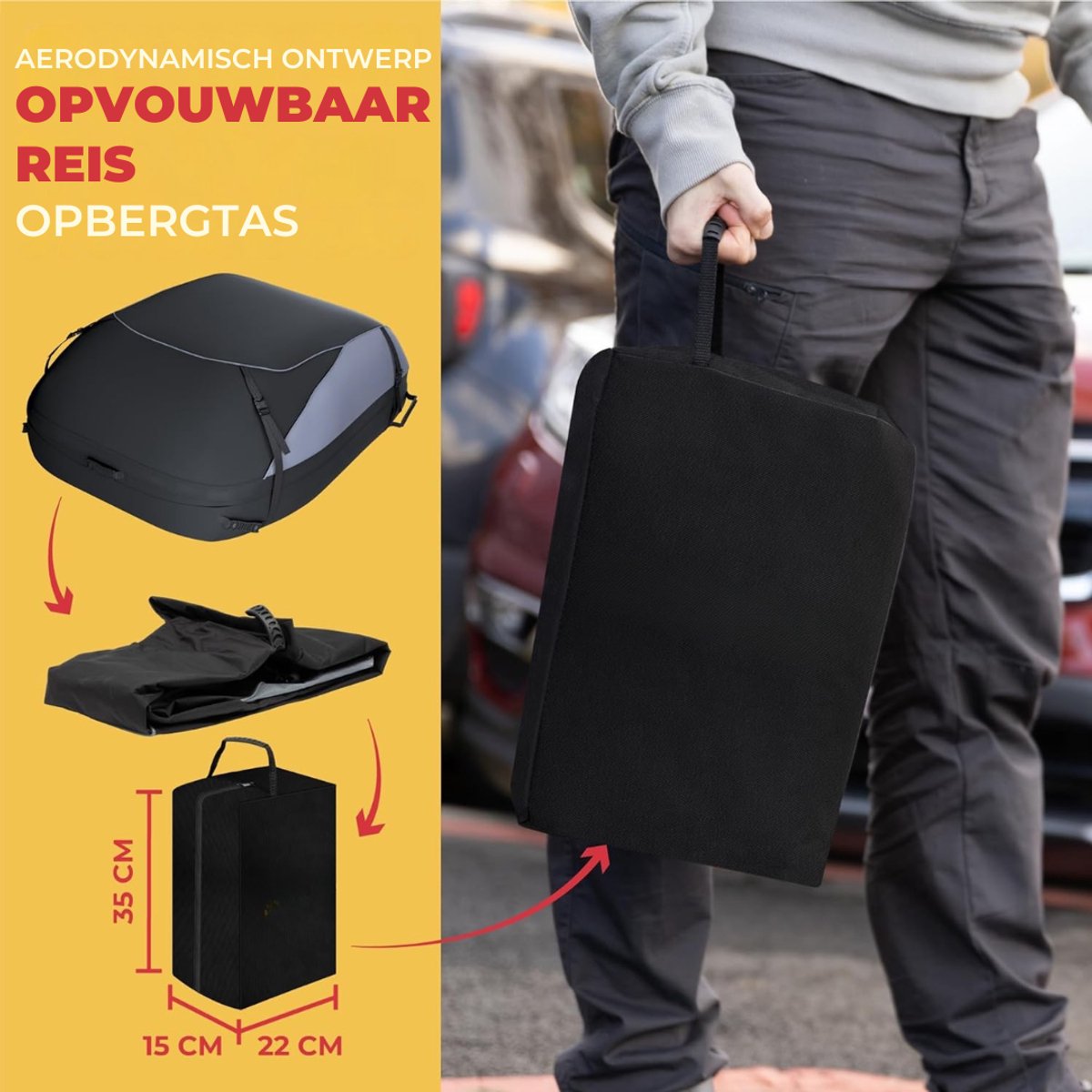 SNJY® Dakkoffer - Daktas - Dakkoffers - 400 Liter - 104L x 90B x 43H cm - Zwart – foto 5