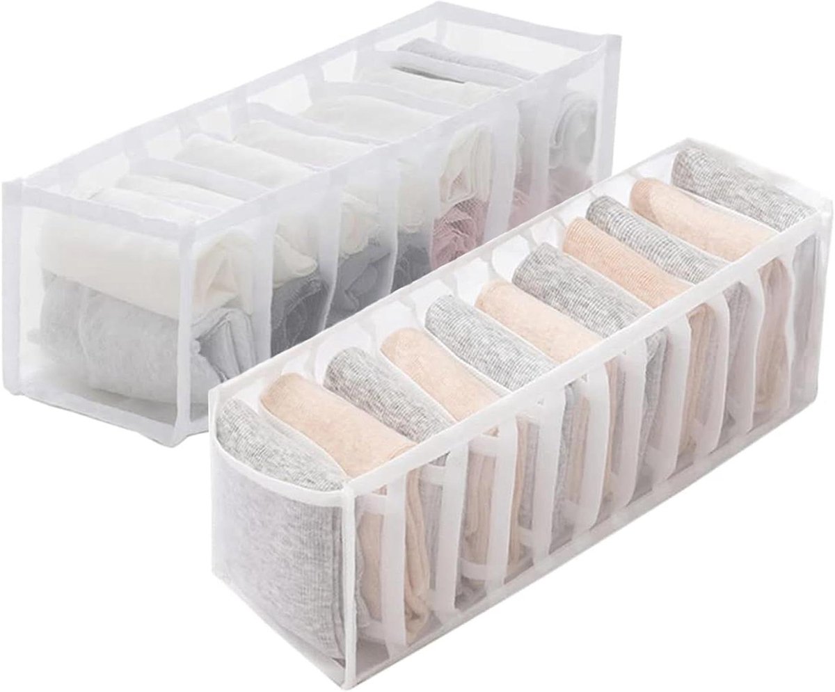 Kastorganizer Kleding - Opvouwbare Lade - Kleding Sorteren - Transparant Mesh - 2 Stuks 32cm - Wit