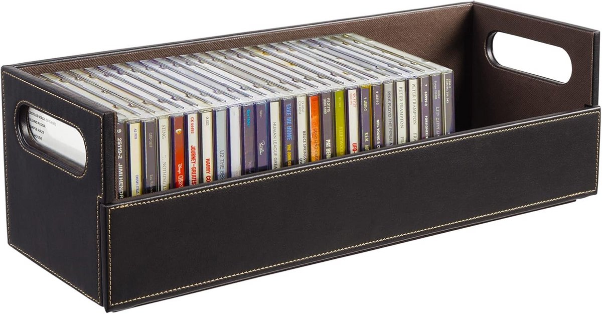 CD-opberger - Media box - Cd's organiseren - Stapelbaar ontwerp - 40 CD's per stuk - Chocoladebruin