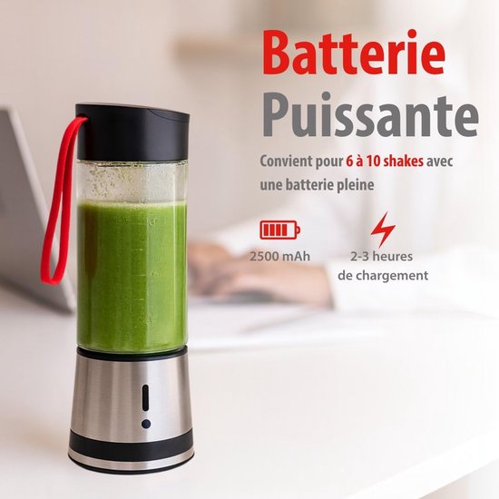 Draagbare Blender - Smoothie Maker Mini - Gezond Leven - USB Oplaadbaar - 300ml - Zilver — afbeelding 3
