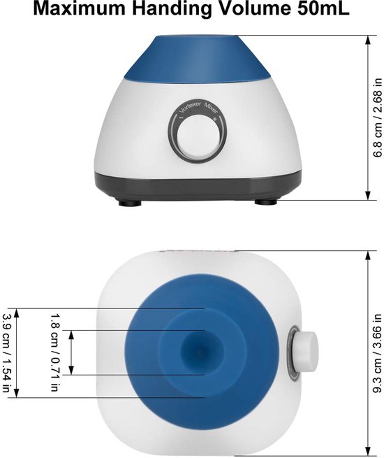 Mini Vortex Mixer - Compacte Shaker - Vloeistoffen Mengen - Touch Start Bediening - Tot 50 ml - Zwart van MINI — afbeelding 5