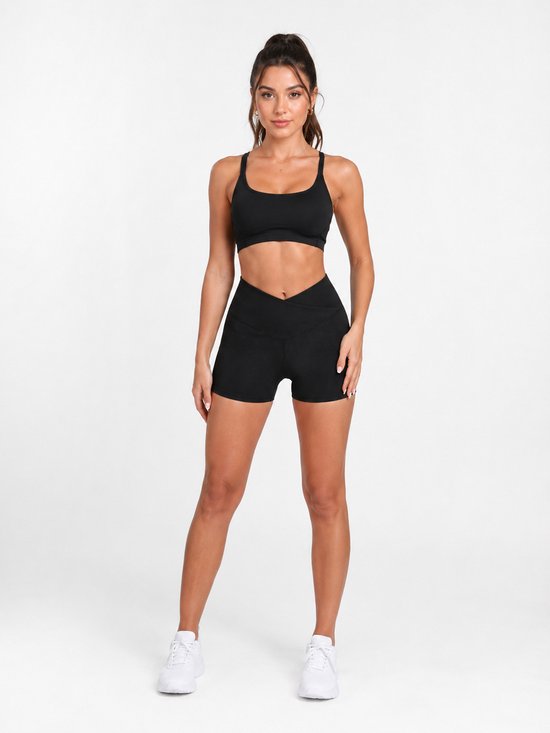 SparkNine Flexcross short dames - cross-front - stijlvolle sportshort short - XL - zwart - hoge taille - buttlift - super comfortabel & stretch — afbeelding 5