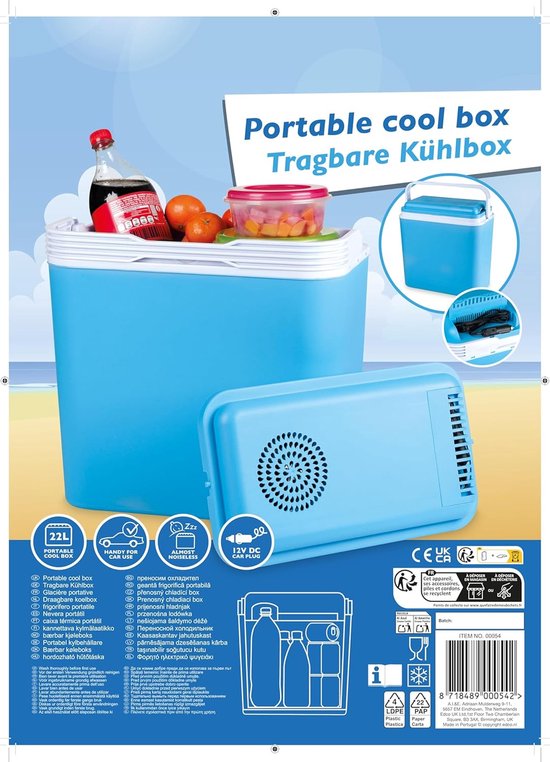 Elektrische Koelbox 12V 22L - Draagbare Auto Koelbox - Koelt Tot 10°C Onder Omgeving - Camping & Reizen — afbeelding 2