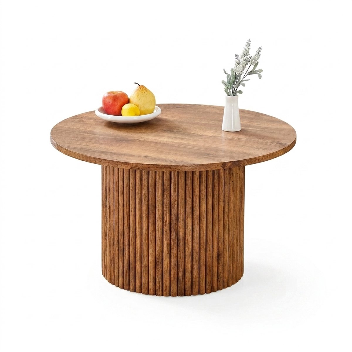 Archi Ronde salontafel 70 cm – Bijzettafel - Scandinavische design – MDF Tafel met walnoot houtlook voor woonkamer - tot 100 kg