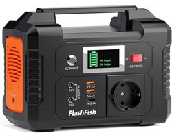 FlashFish E200 – Draagbare Powerstation – Aggregaat – Portable – 151 Wh – 40800mAh – AC 100-240V – 2xQC – ABS – DC 9-12V – 10A – 250W piek – kamperen en thuis – Snel Opladen
