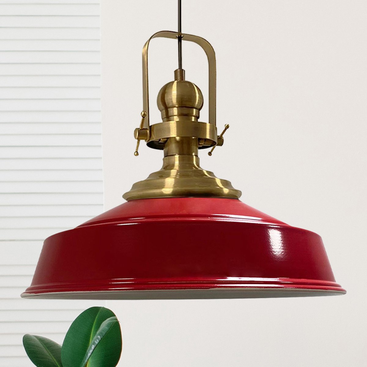 Bamyum Plafondlampen Metaal E27 Hanglamp Armatuur Lichtkap Industriële Retro Lampenkap - Rood