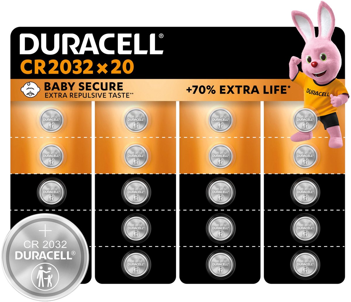 Duracell CR2032 Knoopcel batterijen 20 stuks (4x 5 stuks)
