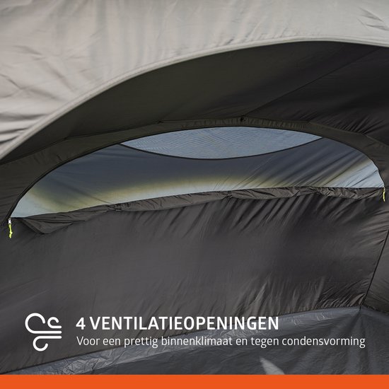Campout 6 Persoons Opblaasbare Tunneltent Familietent - 3 Slaapcabines - 5000 mm Waterdicht - Grote Leefruimte - Incl. Pomp & Luifel van Campout — afbeelding 3