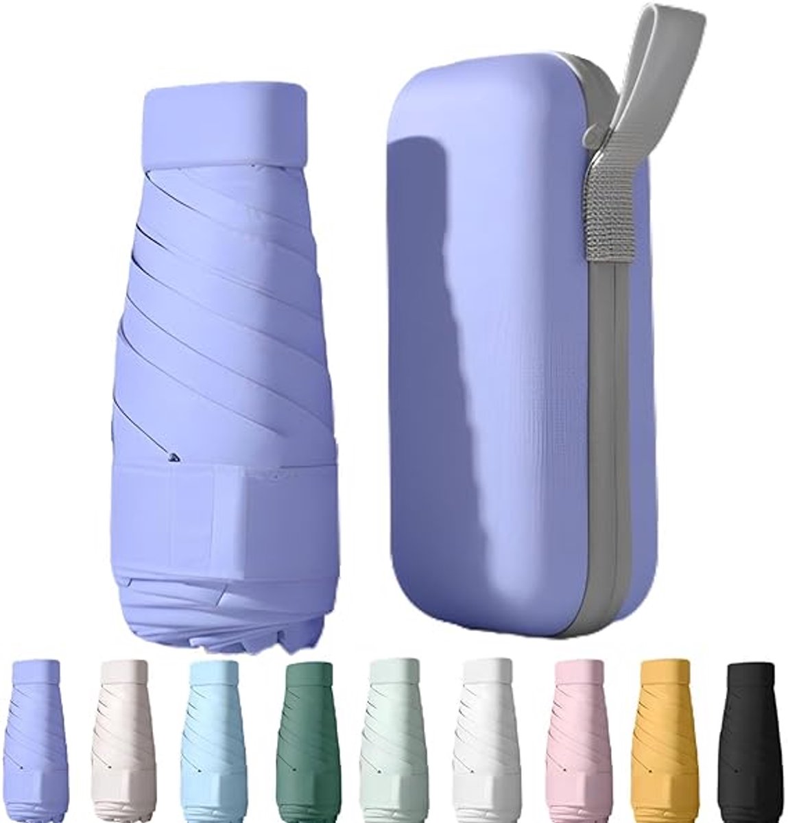 COOAU - UPF50+ mini reis parasol met beschermhoes, kleine compacte UV-blokkerende paraplu tegen de zon, lichtgewicht draagbare zonnescherm windbestendig