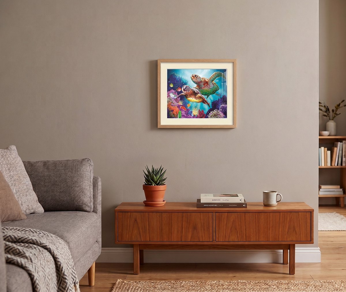 Goodli Diamond Painting - Schildpadden in de Zee - voor Volwassenen en Kinderen - Diamant Painting Volledig Pakket - Ronde Steentjes - 30x30 cm - DIY 5D Diamanten — afbeelding 3