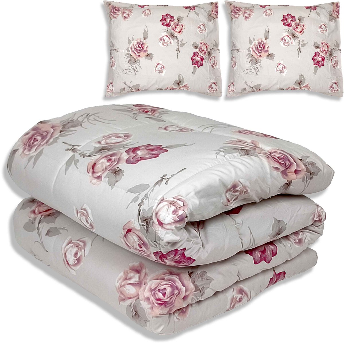 Dekbed zonder overtrek - All year 200x220cm - Bloemen Diamant Roze - Wasbaar Dekbed Zonder Overtrek – Hypoallergeen & Antibacterieel – 30 dagen proefslapen - Wasbaar hoesloos dekbed - Bedrukt dekbed - zomerdekbed & winterdekbed