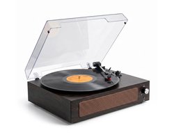 Vika Platenspeler - Met Bluetooth en Speakers - Vintage platenspeler - LP Speler - Bruin en Zwart - Draaitafel voor Vinyl - Met Hout
