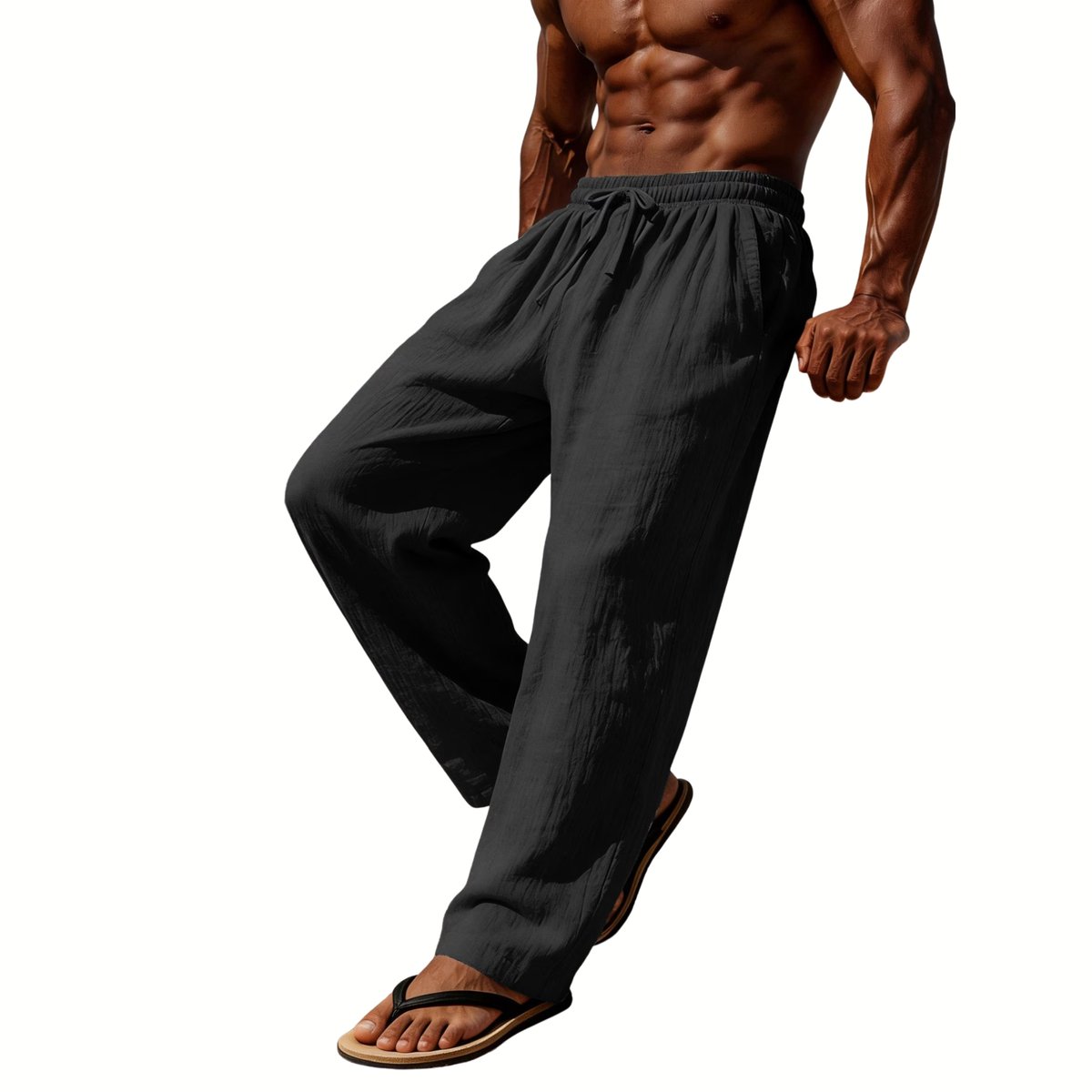 Currero Linnen Broek Heren - Zomerbroek - Volwassenen - Lange Broek - Pantalon - Strandbroek - Zomer - Ibiza Stijl - Zwart XL