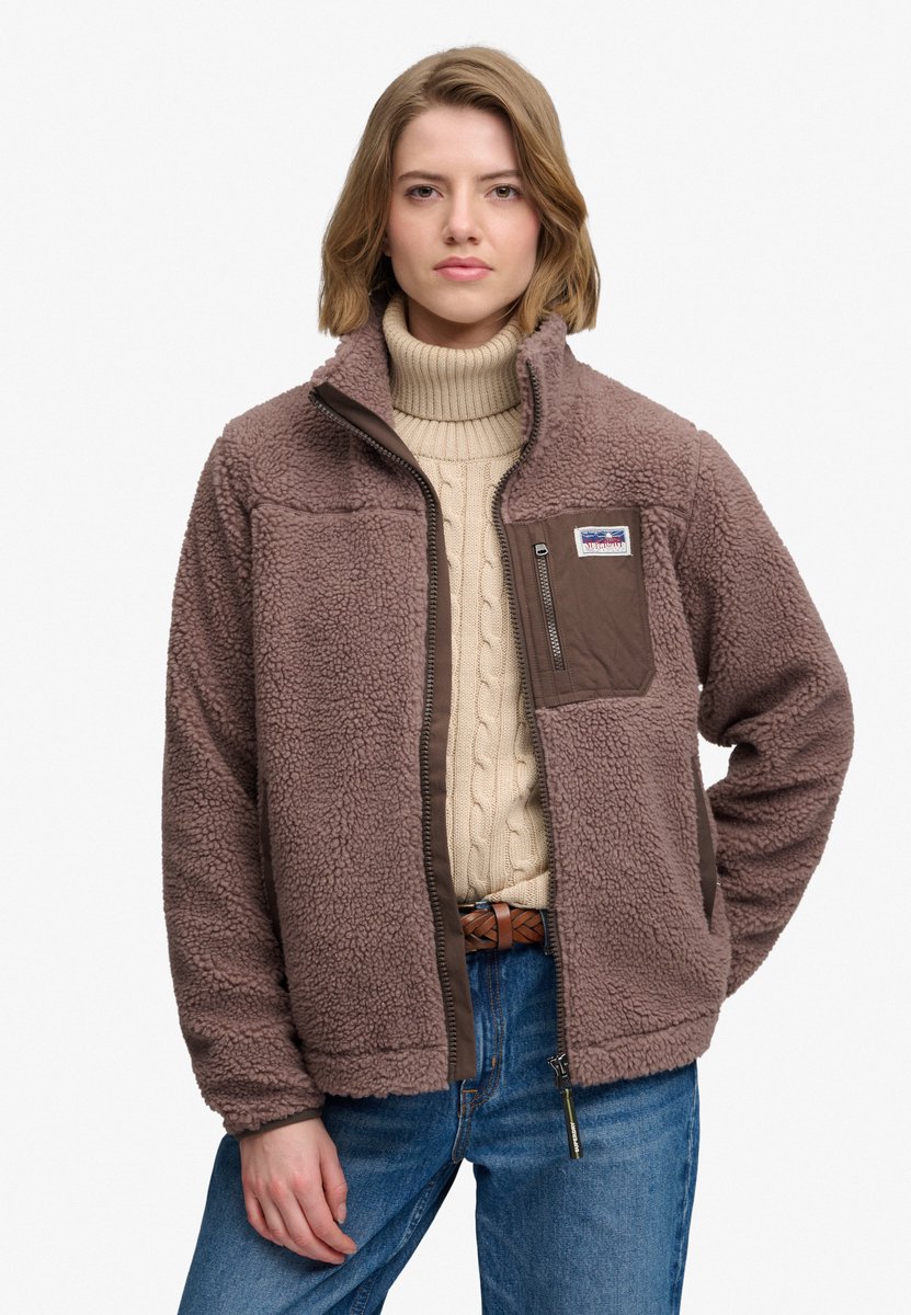 Superdry Heritage Zip Through Fleece Dames Hoodies Taupe
