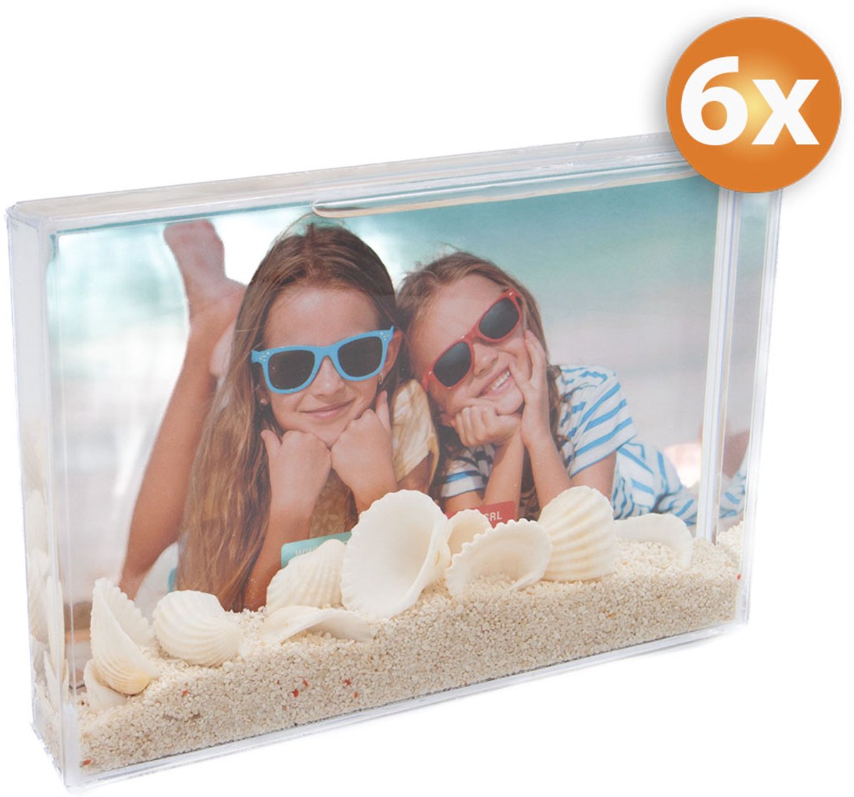 Zep Waikiki Shake fotolijst 10x15 cm transparant met schelpen en zand - Voordeelpak met 6 stuks