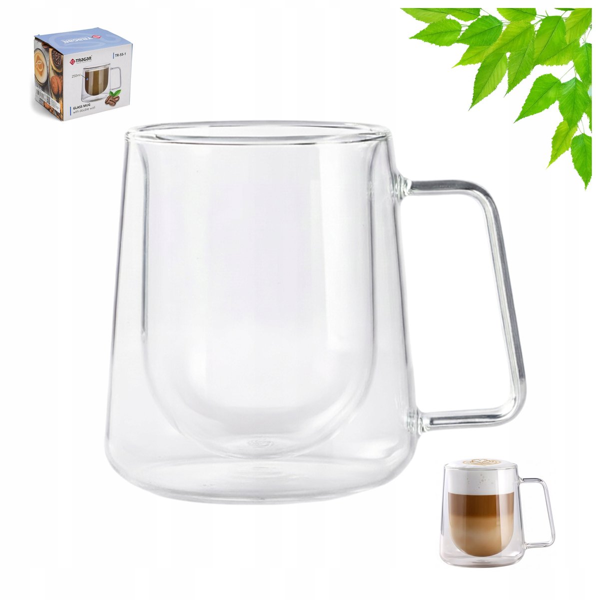 Dubbelwandig Koffieglas 300 ml met Oor – Dubbelwandig Theeglas – Thermoglas voor Koffie & Thee – Transparant