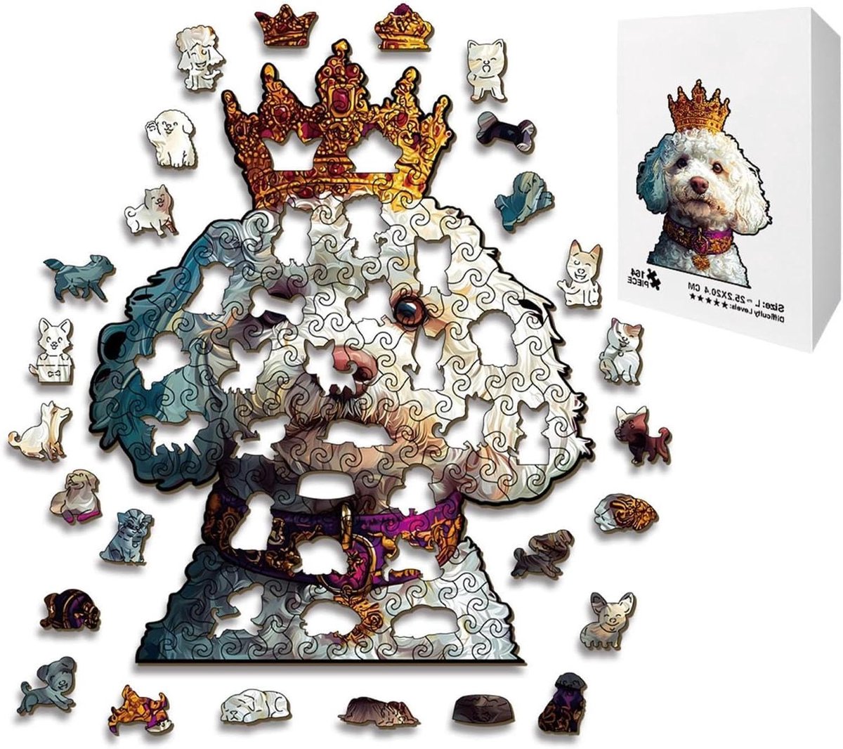 Houten Hondenpuzzel - Hersenkrakers Hond - Ontspanning Thuis - Functioneel Sieraad - 19 x 14 cm - Niet gespecificeerd