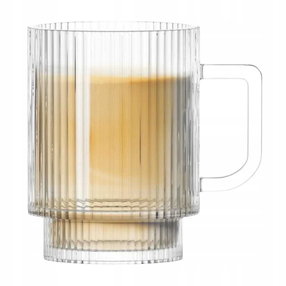 Selena Glazen Mok 300ml - Geribbeld Glas met Oor