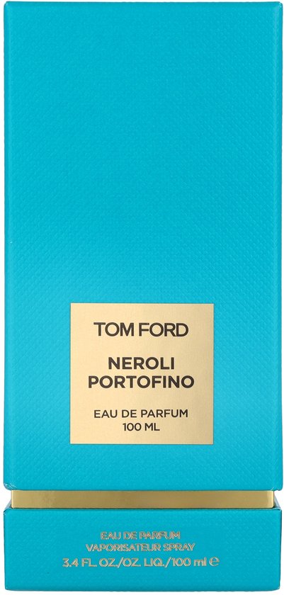 Turquoise doos voor Tom Ford Neroli Portofino eau de parfum 100 ml.