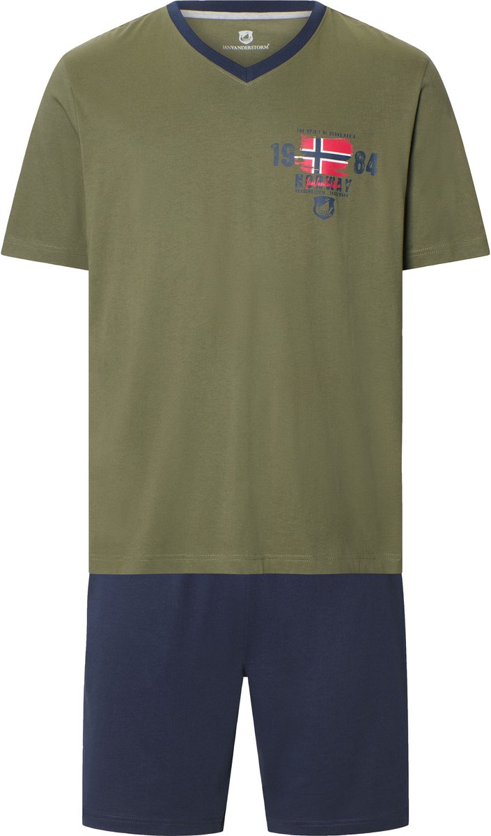 Jan Vanderstorm herren Korte Pyjama - 48/50 - olijf - Plus Size
