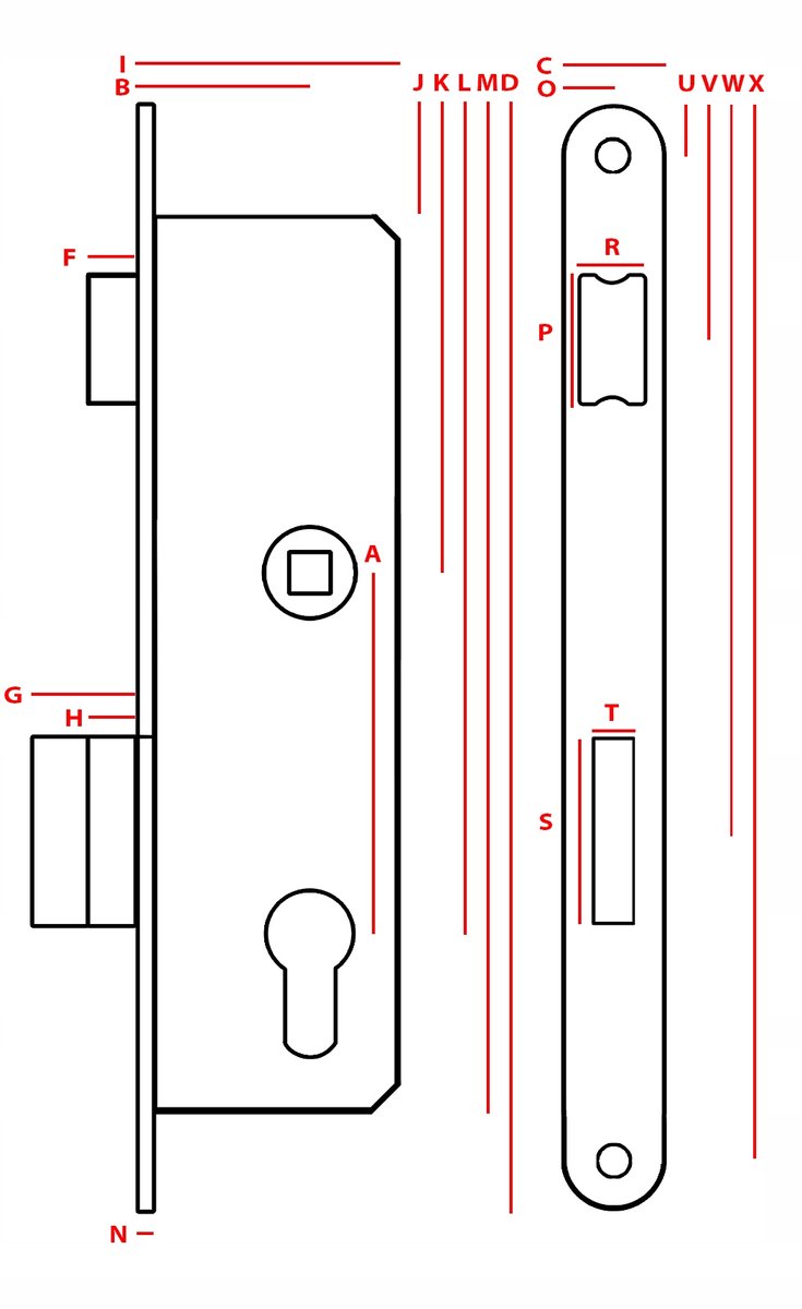 JANIA Insteekslot 72/34mm Links - Deur-, Poort- en Poortslot