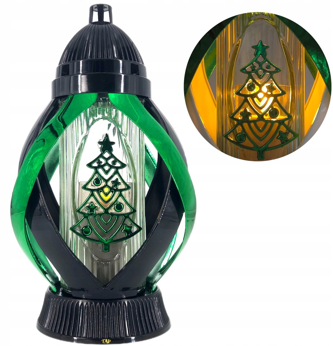 Kerstmis Graflicht - Metaalgroen Zwart - 29cm