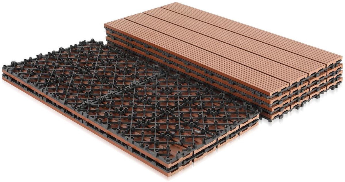 Terras Tegels - Houten Vloer - Buiten Leven - Klik Systeem - 3 m² Set - Bruin