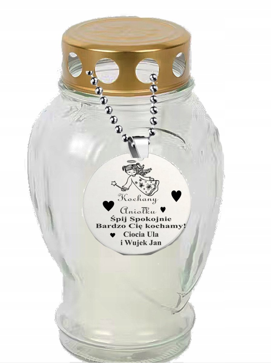 Elegante RVS hanger voor graflicht met gravure 'Lieve Engel'