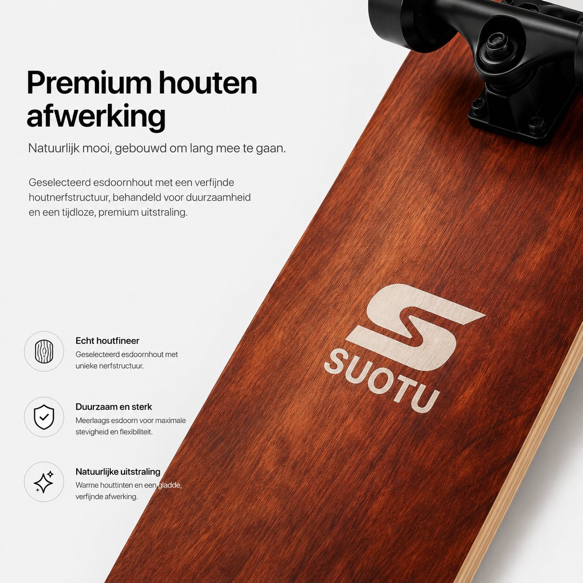 Suotu Skateboard - 80x20cm - ABEC-9 - 95A - schokabsorptie - Jongens - Meisjes - Volwassenen Skateboards — afbeelding 7
