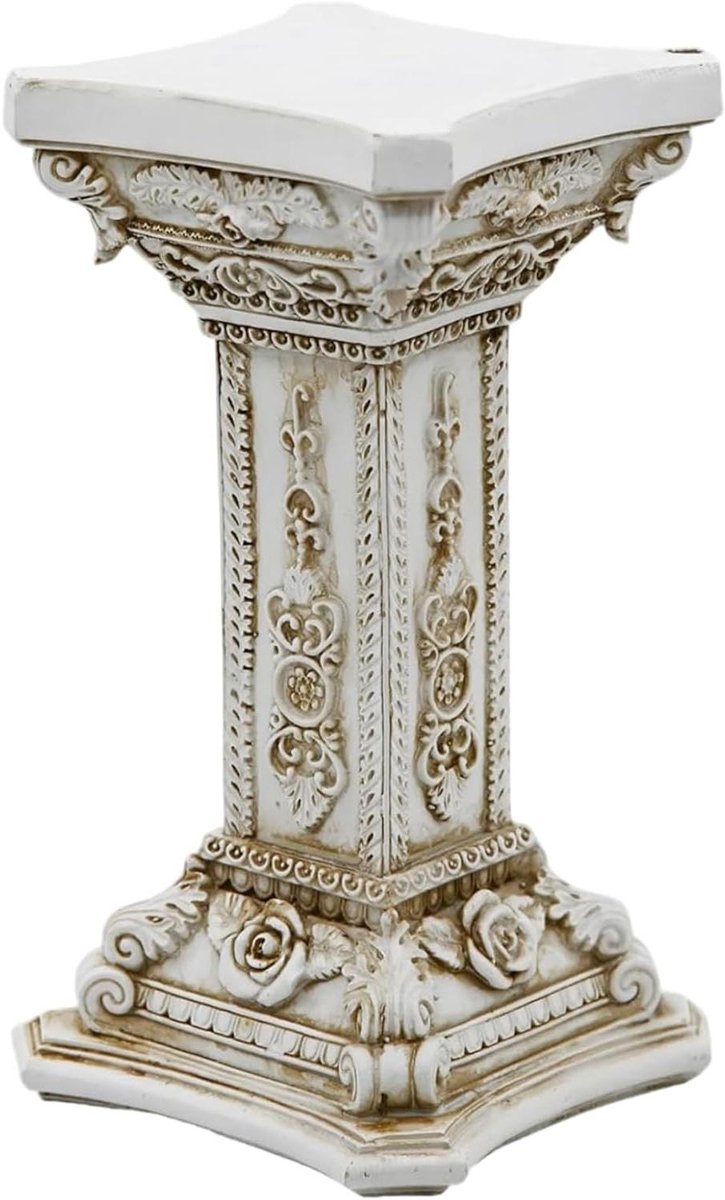 Romeinse zuil - Decoratieve pilaar - Binnen en buiten - Elegant houtsnijwerk - 5x9 inch - Wit