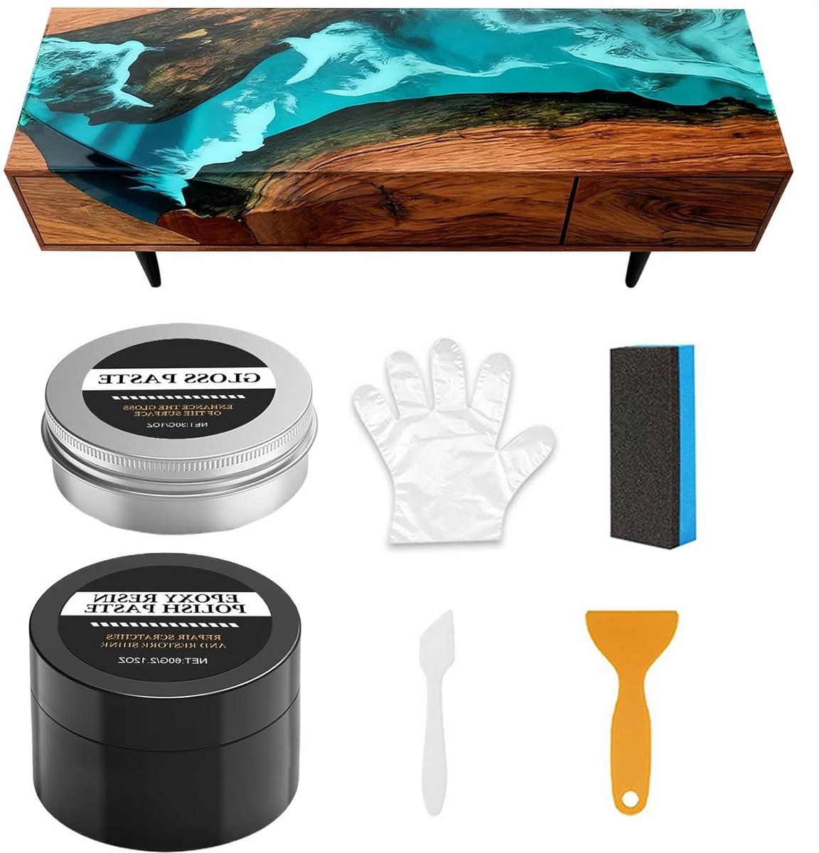 Hars Polijstset - Schuurpasta Set - Creatief Herstel - Driestaps Polijstsysteem - 130g - Wit