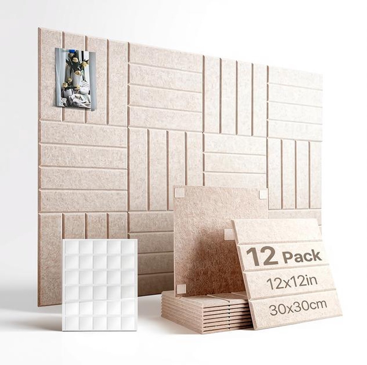Maison Elara Zelfklevend vilten prikbord 120x90 cm - Licht camel